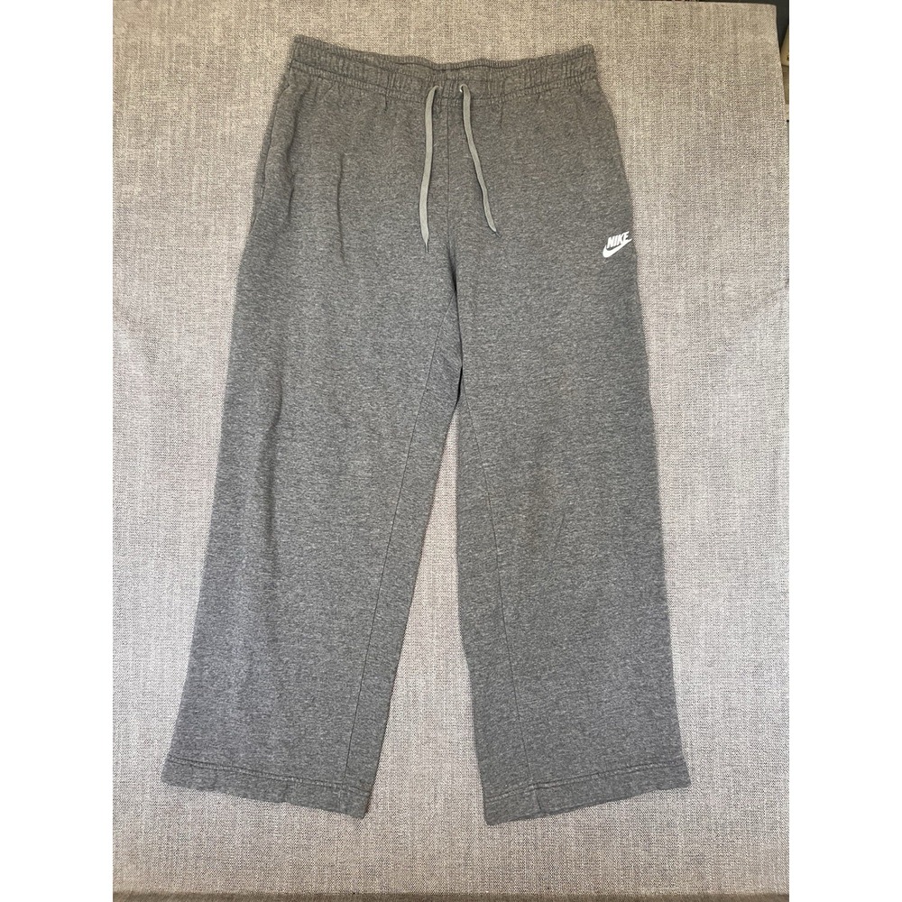 Nike Sweatpants Men's Large Gray Fleece Drawstring Lounge Athletic Pants